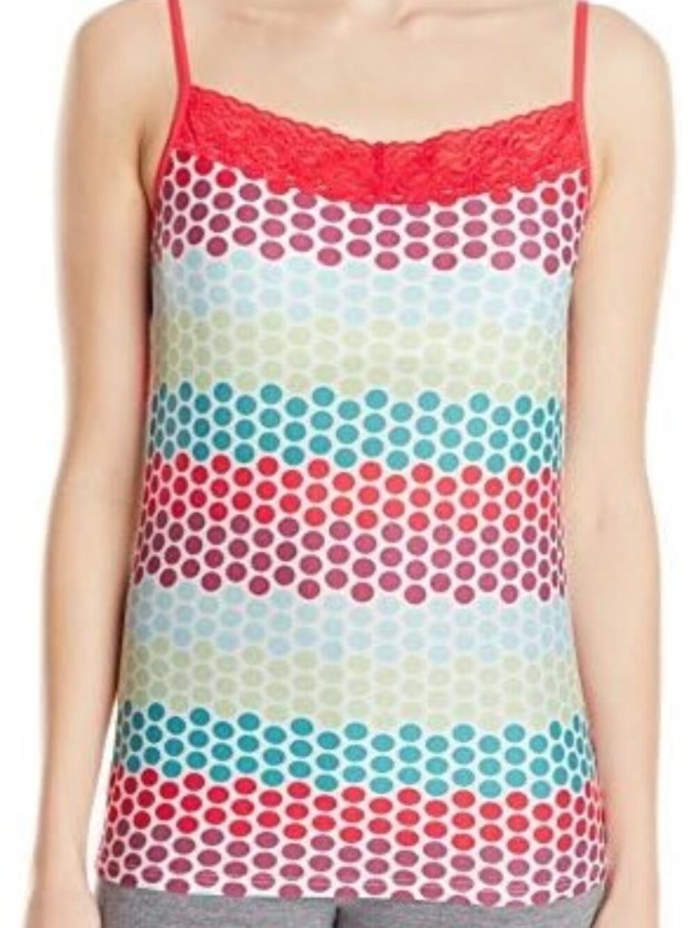 ExOfficio Sz XL Give N Go Shelf Bra Cami Camisole Top Dots Lace Trim Excellent